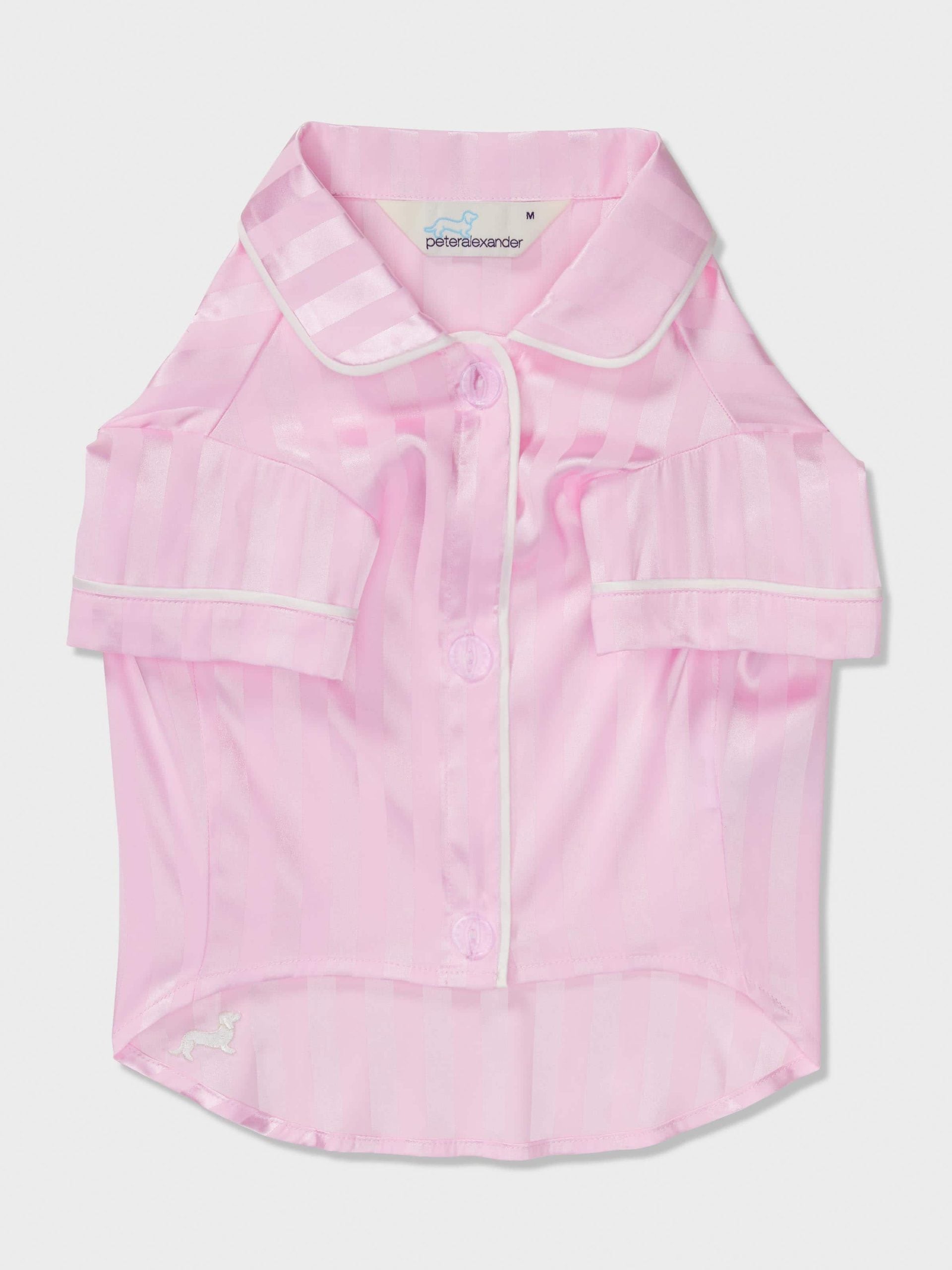 Pink Stripe Satin Doggy Shirt Pale Pink