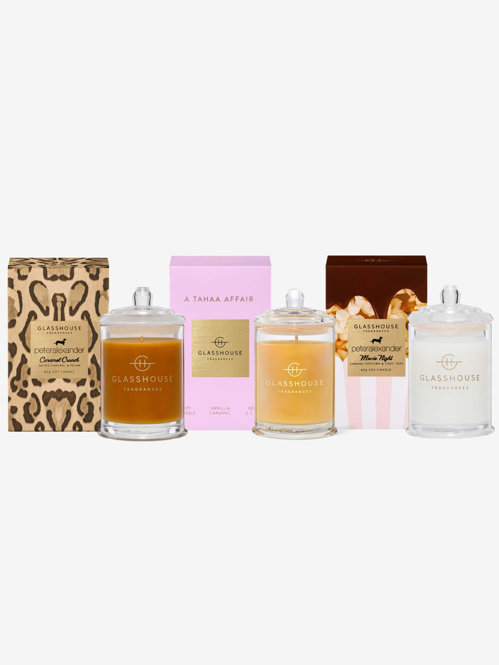 Glasshouse Fragrances Gourmand Trio 3 X 60G Candles assorted