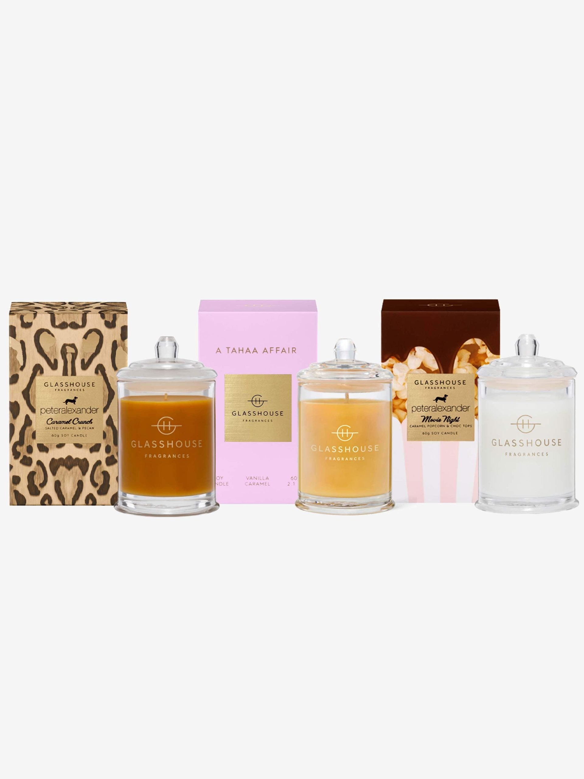 Glasshouse Fragrances Gourmand Trio 3 X 60G Candles assorted