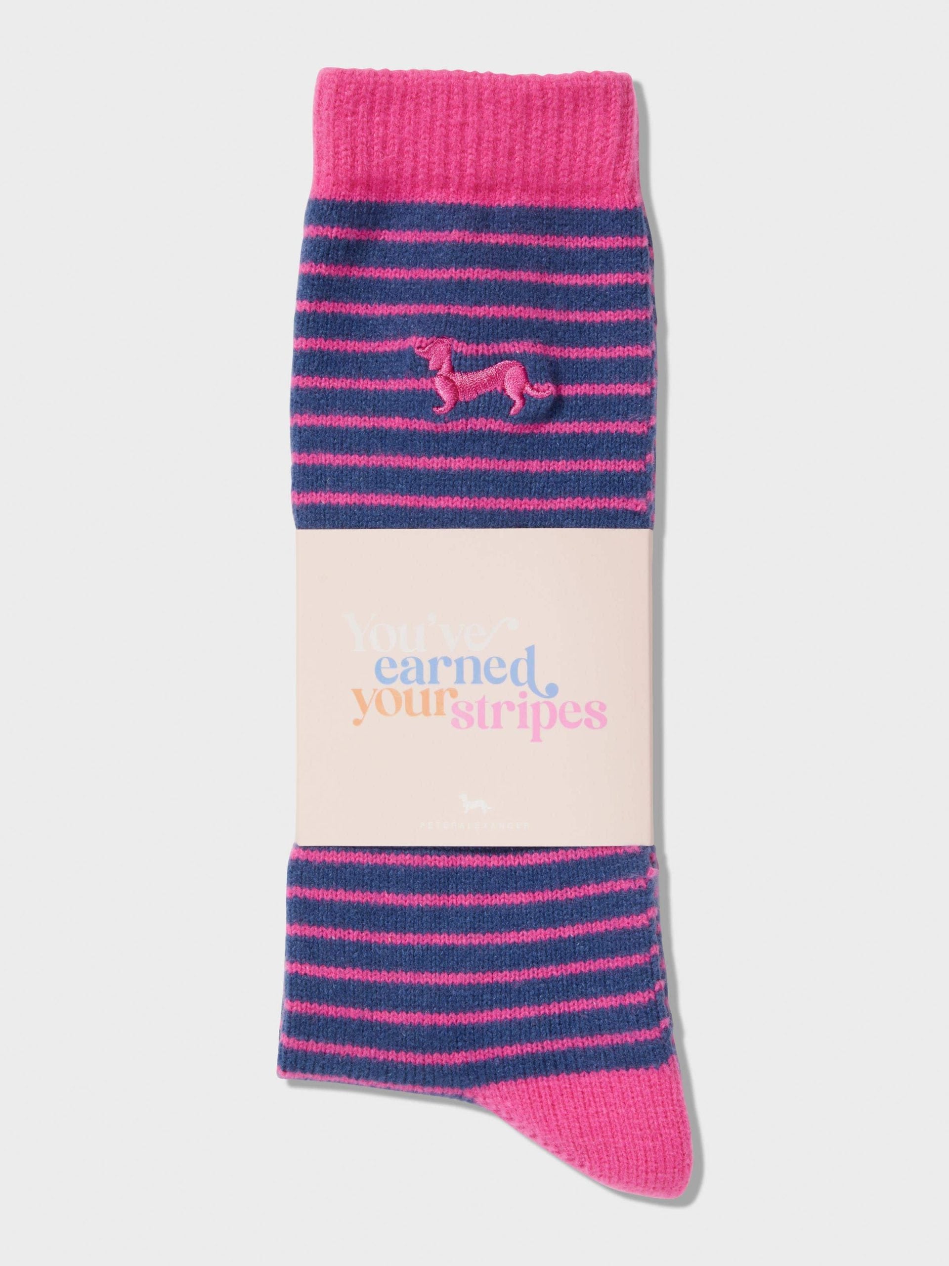 Classic Striped Penny Sock navy