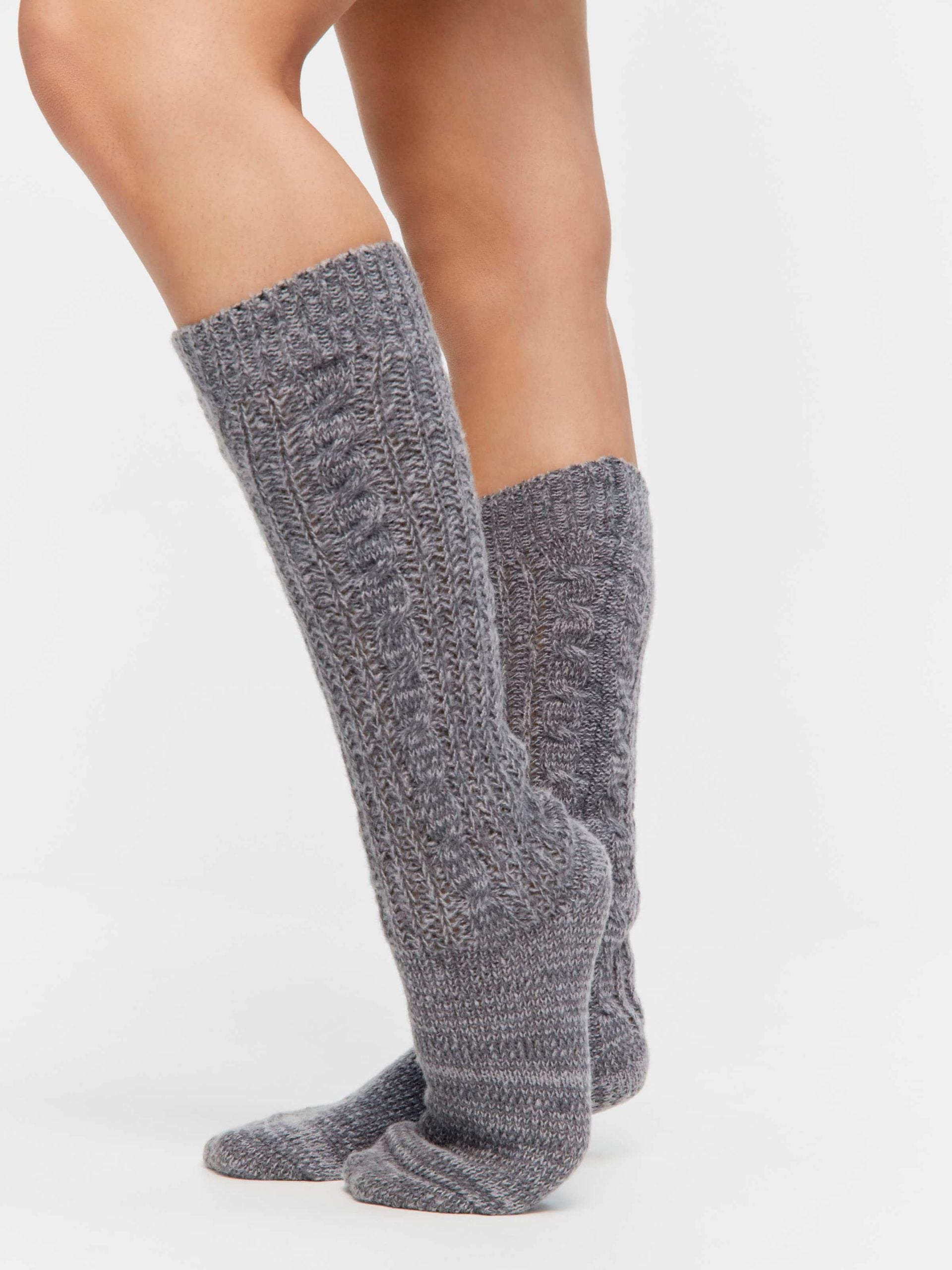 Charcoal Chunky Cable Sock charcoal