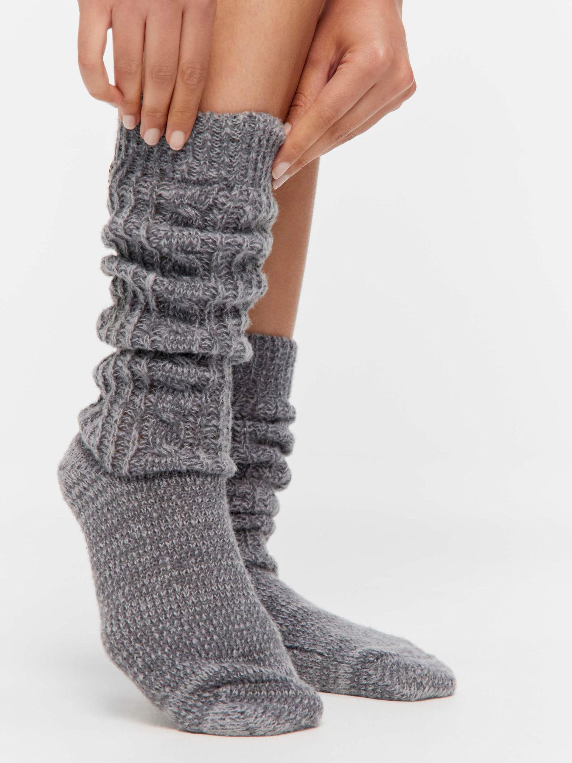Charcoal Chunky Cable Sock charcoal