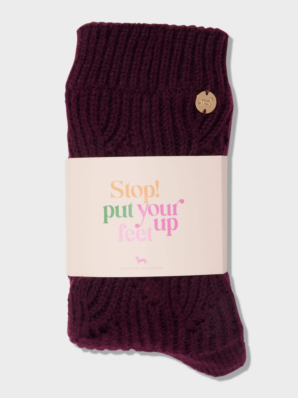 Long Plum Chunky Cable Sock plum