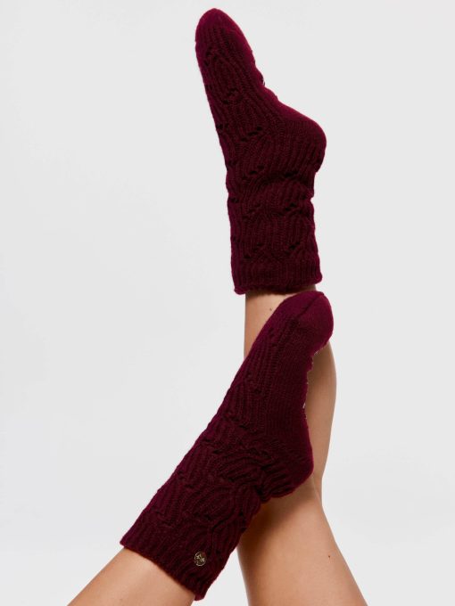 Long Plum Chunky Cable Sock plum