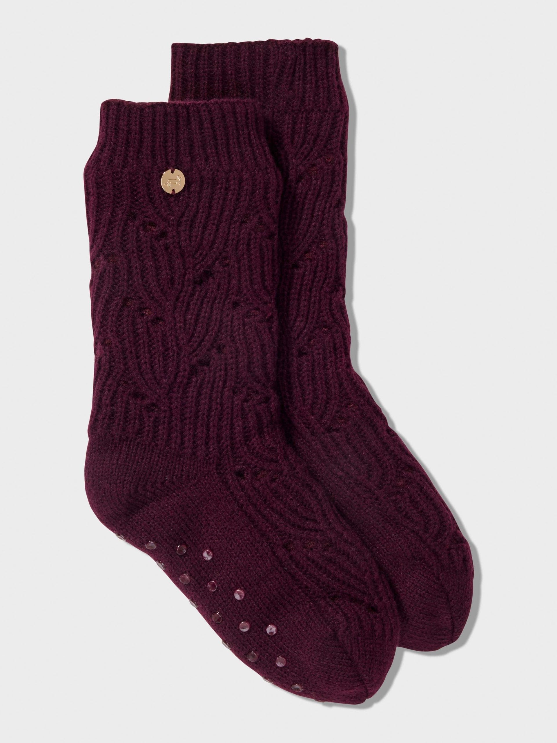 Long Plum Chunky Cable Sock plum