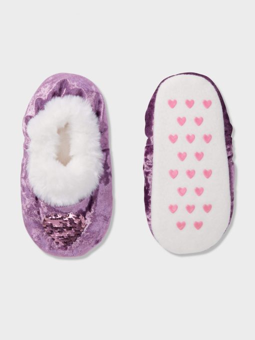 Kids Heart Sequin Sockette purple