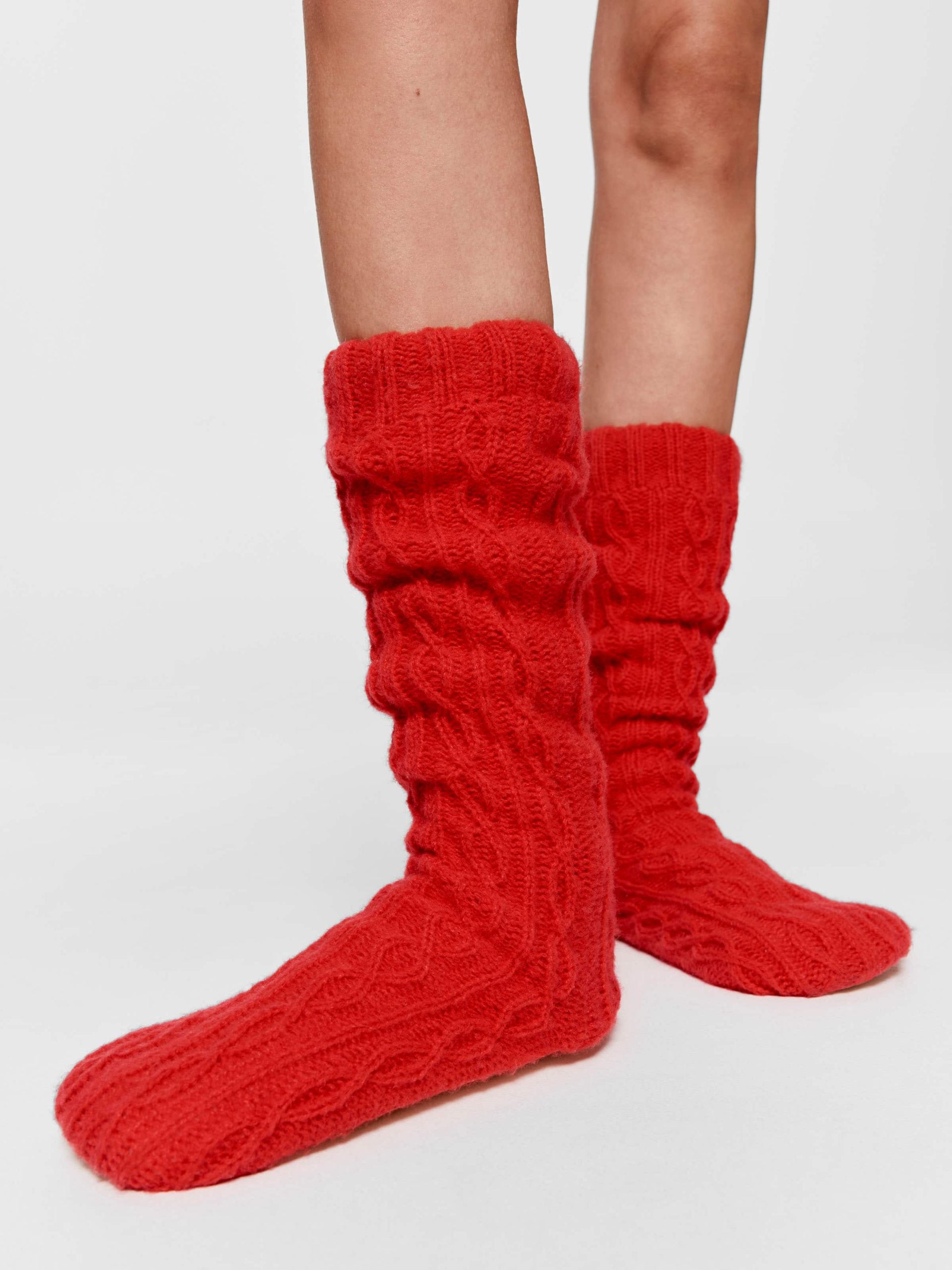 Chunky Knit Sock red