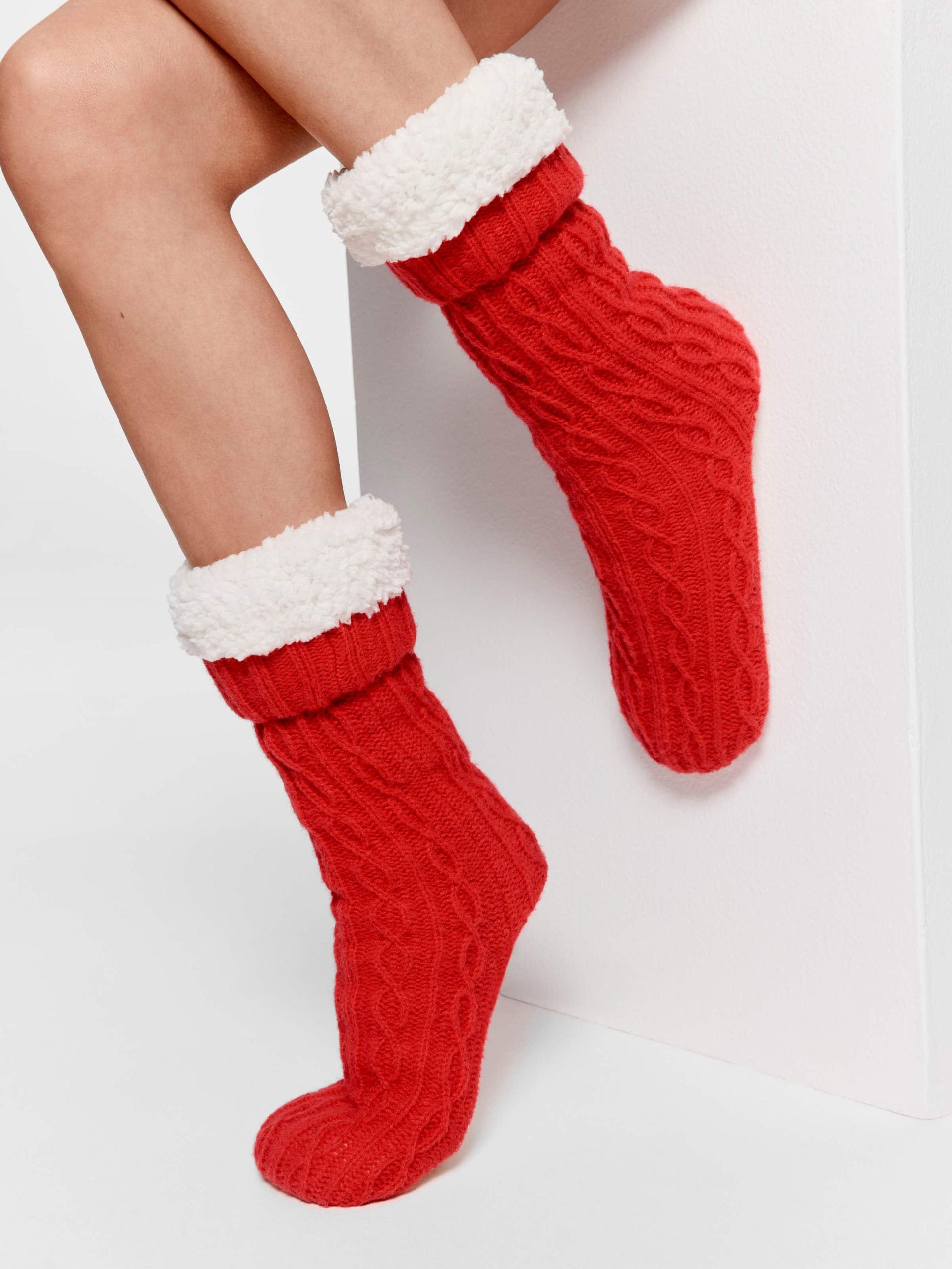 Chunky Knit Sock red