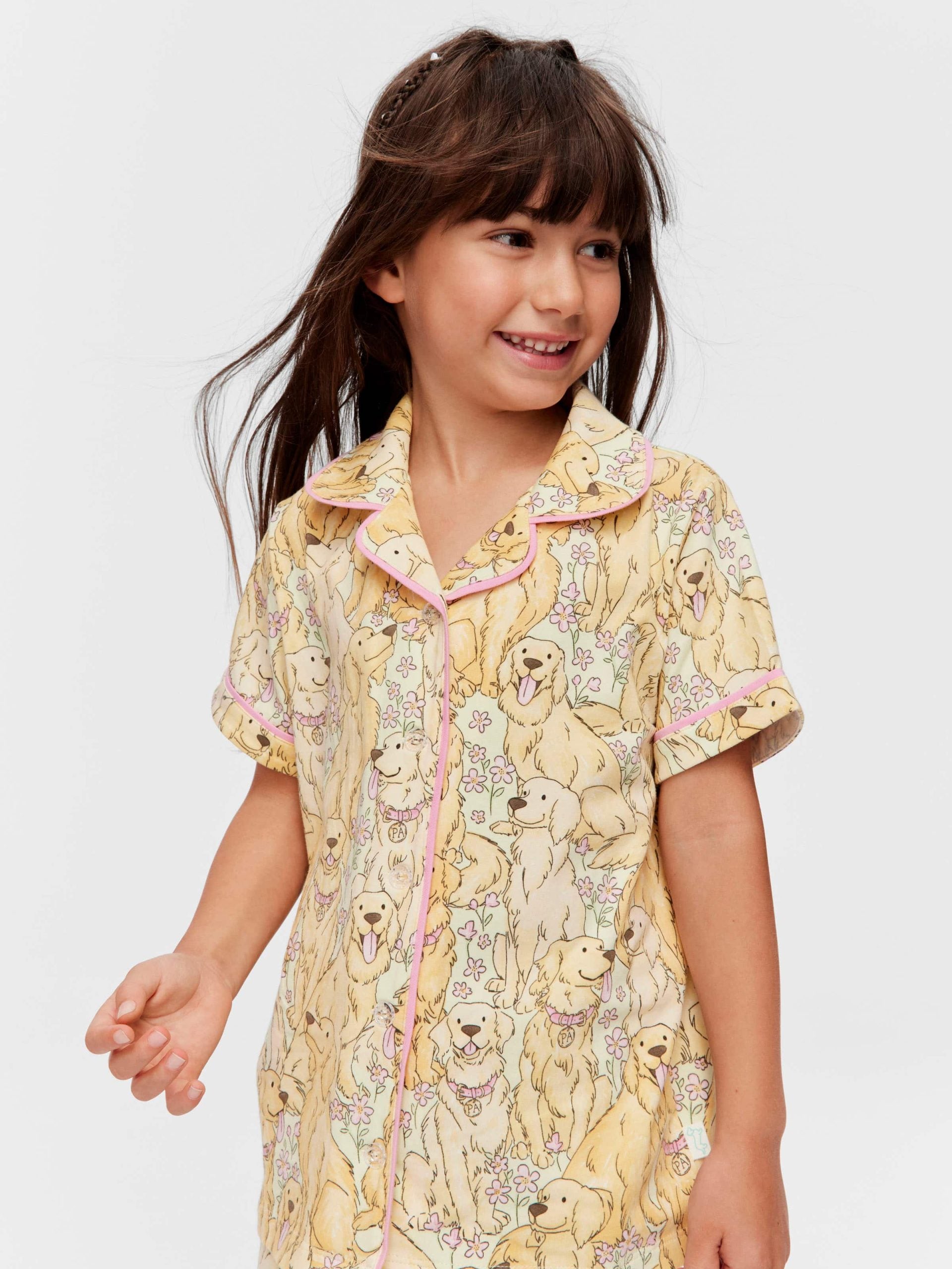 Jnr Girls Golden Retriever Classic Pj Set Multi
