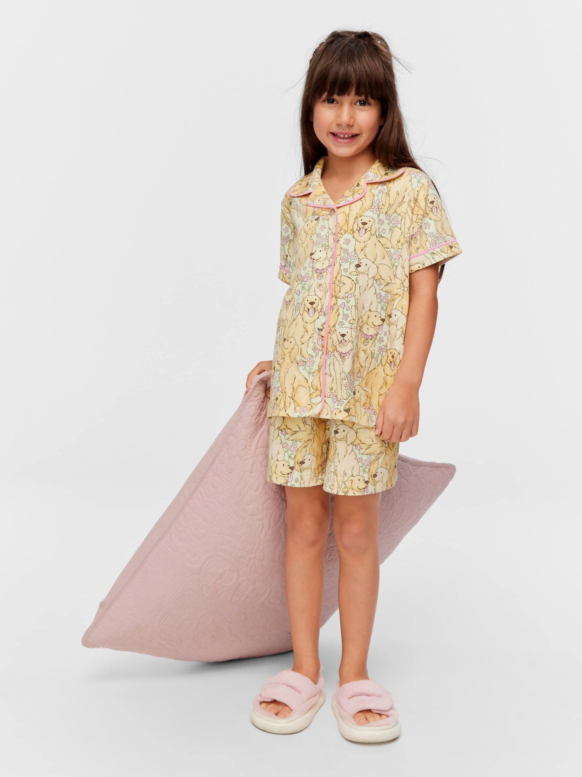 Jnr Girls Golden Retriever Classic Pj Set Multi