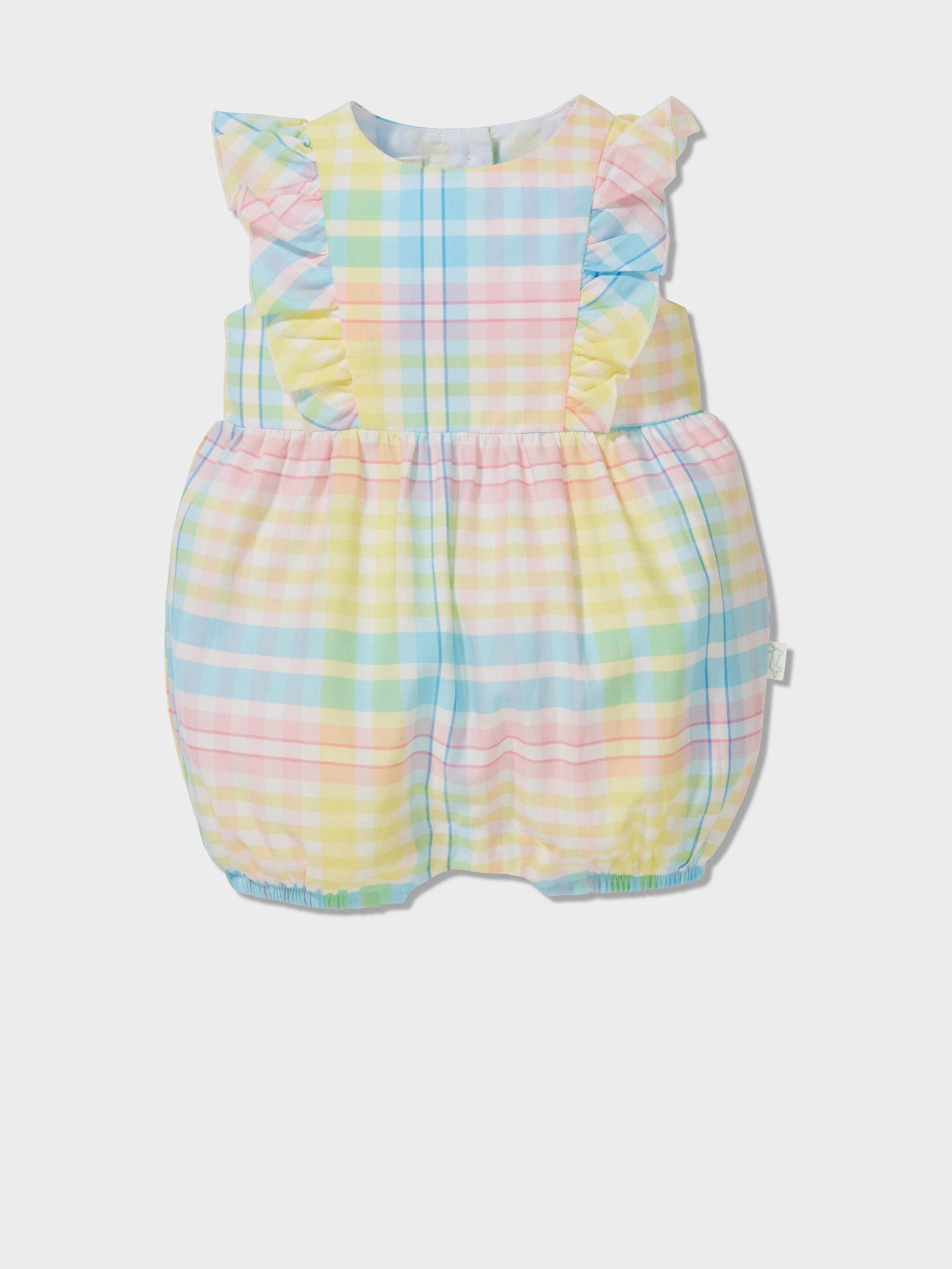 Baby Pastel Check Frill Romper multi