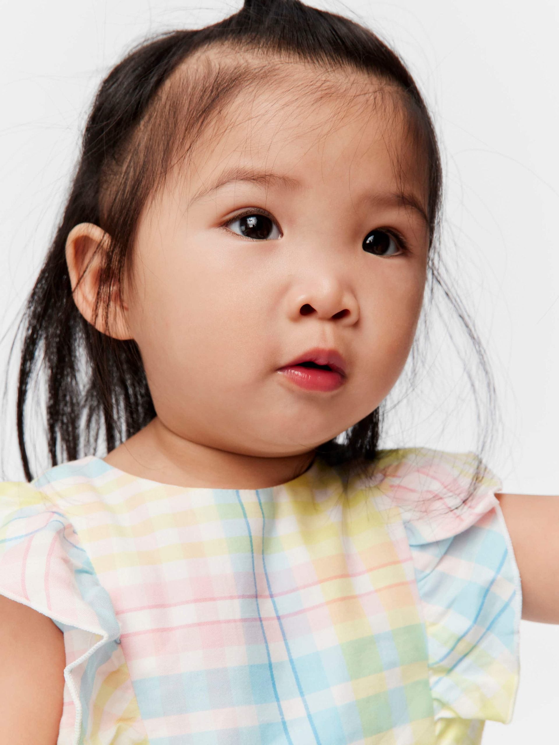 Baby Pastel Check Frill Romper multi