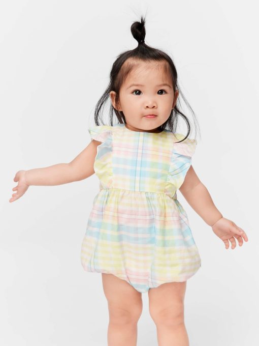 Baby Pastel Check Frill Romper multi