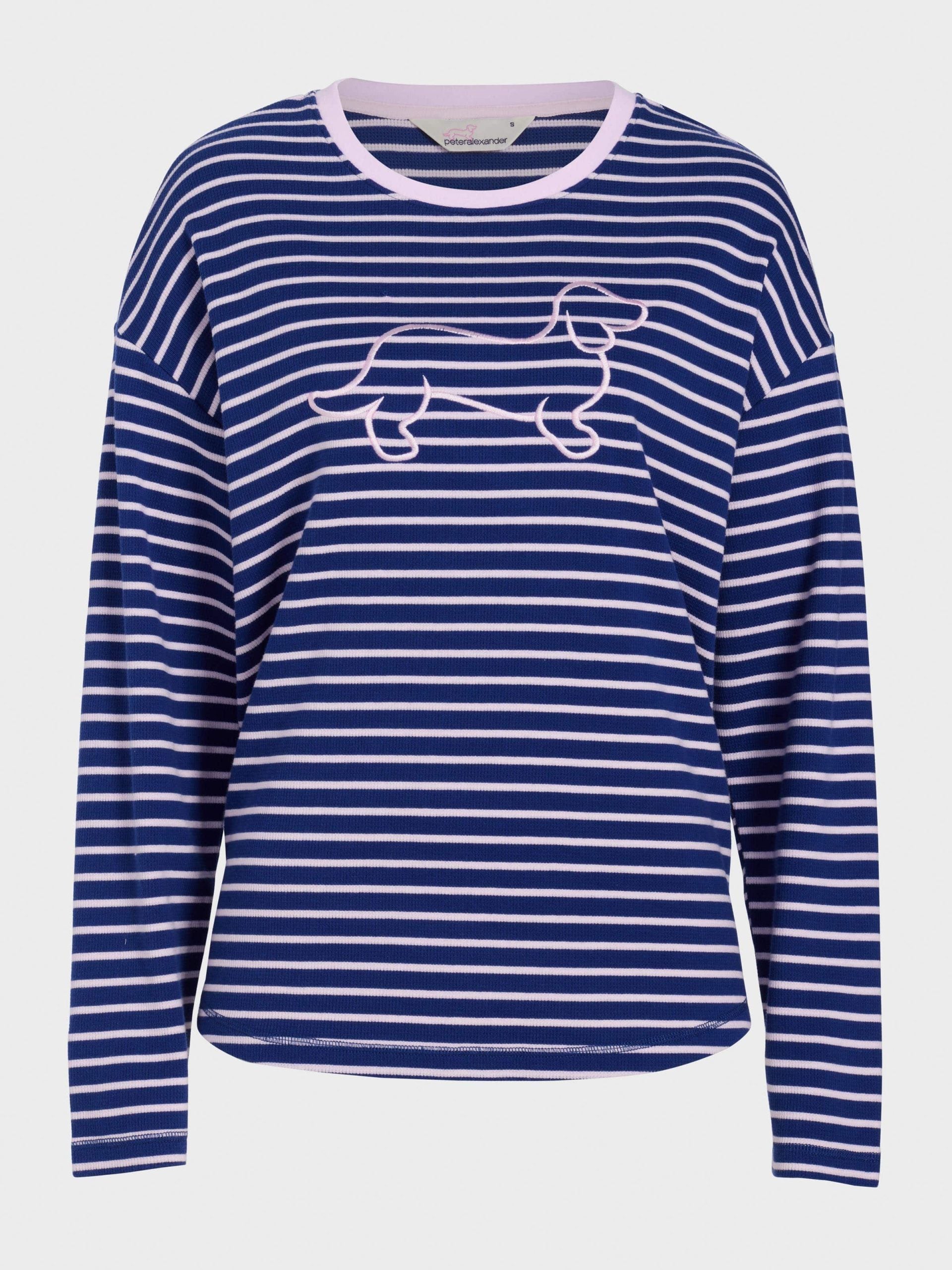 Navy Waffle Stripe Long Sleeve Top multi