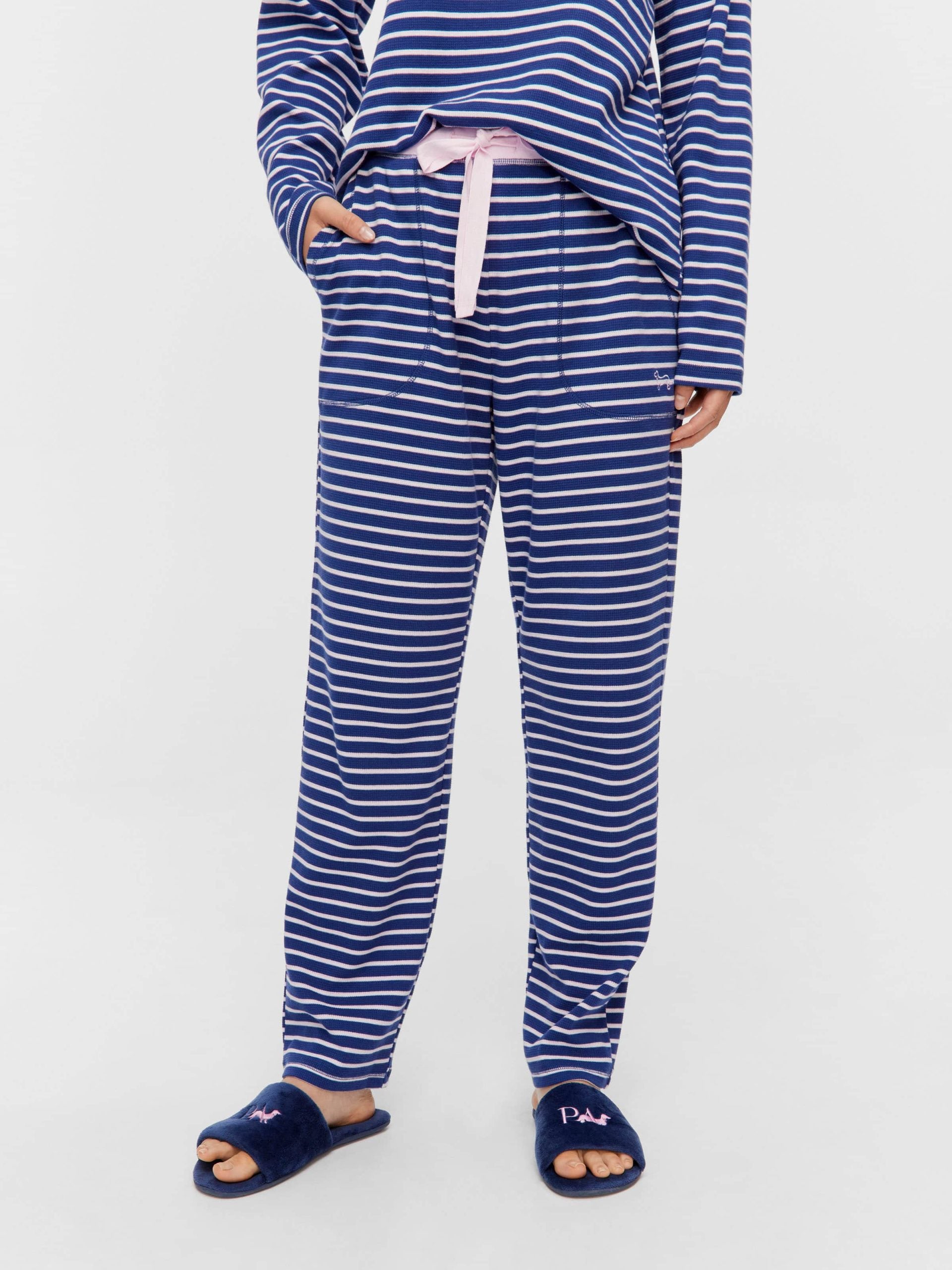 Navy Waffle Stripe Tapered Pj Pant multi