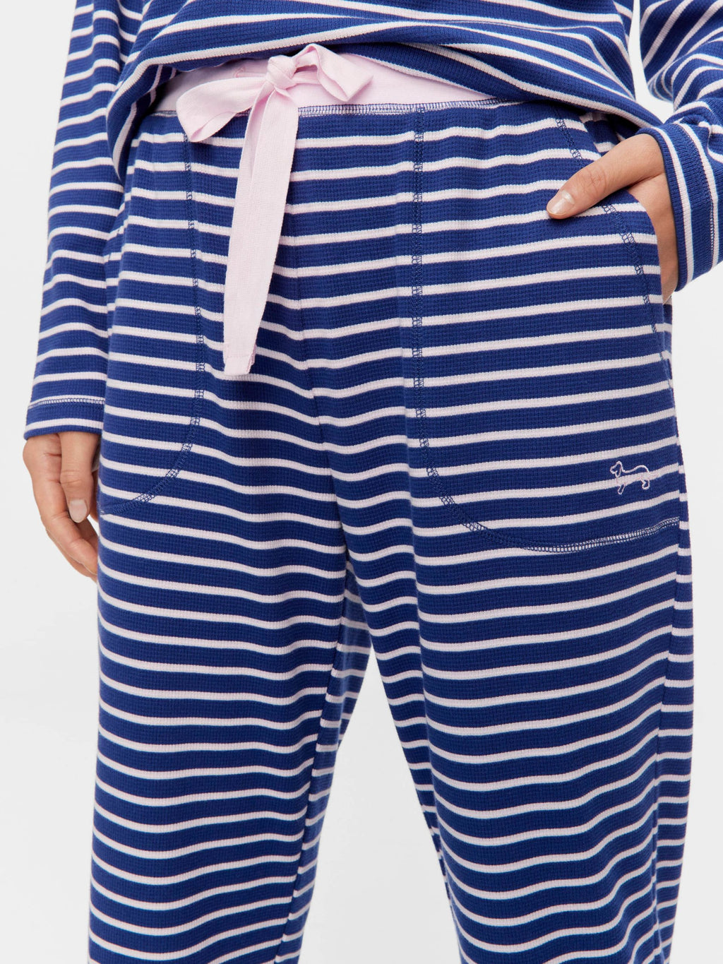 Navy Waffle Stripe Tapered Pj Pant multi