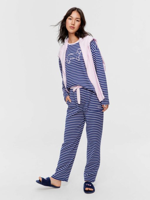 Navy Waffle Stripe Tapered Pj Pant multi