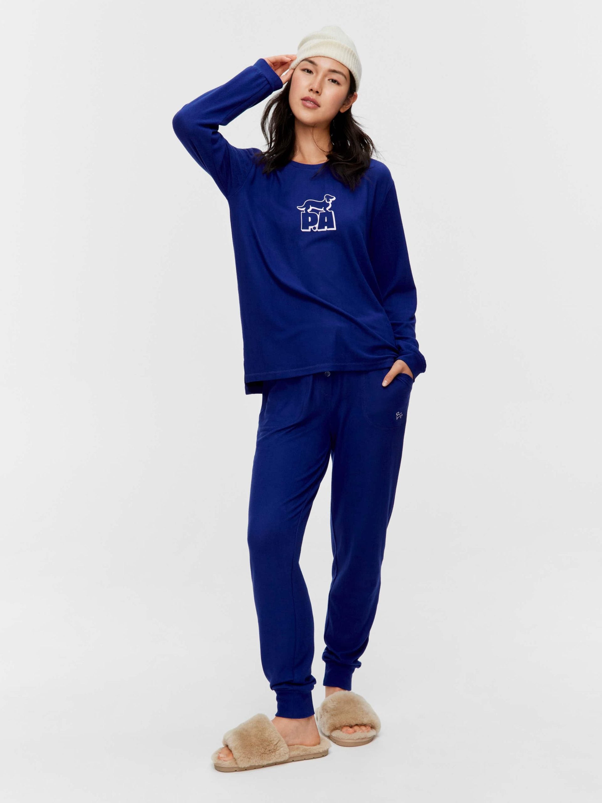 Navy Plush Block Logo Sweater navy
