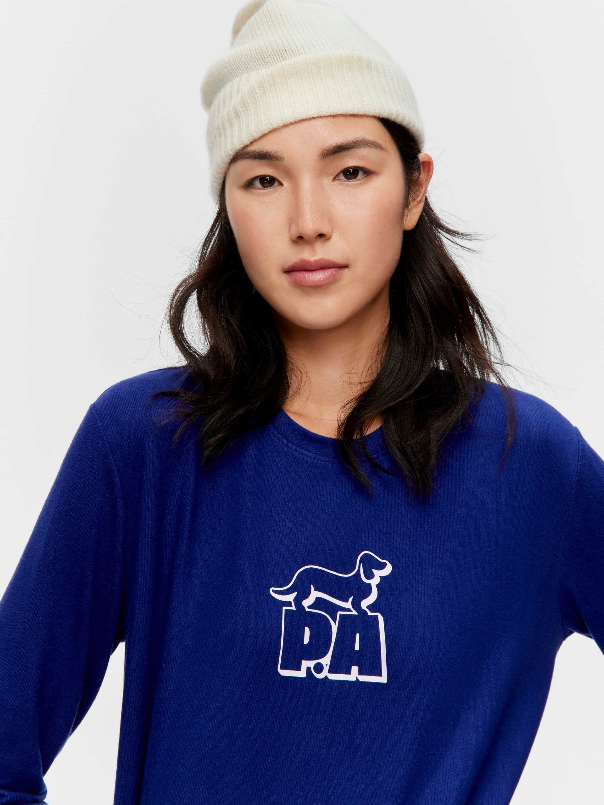 Navy Plush Block Logo Sweater navy