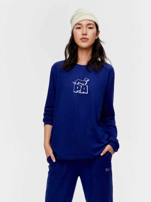 Navy Plush Block Logo Sweater navy