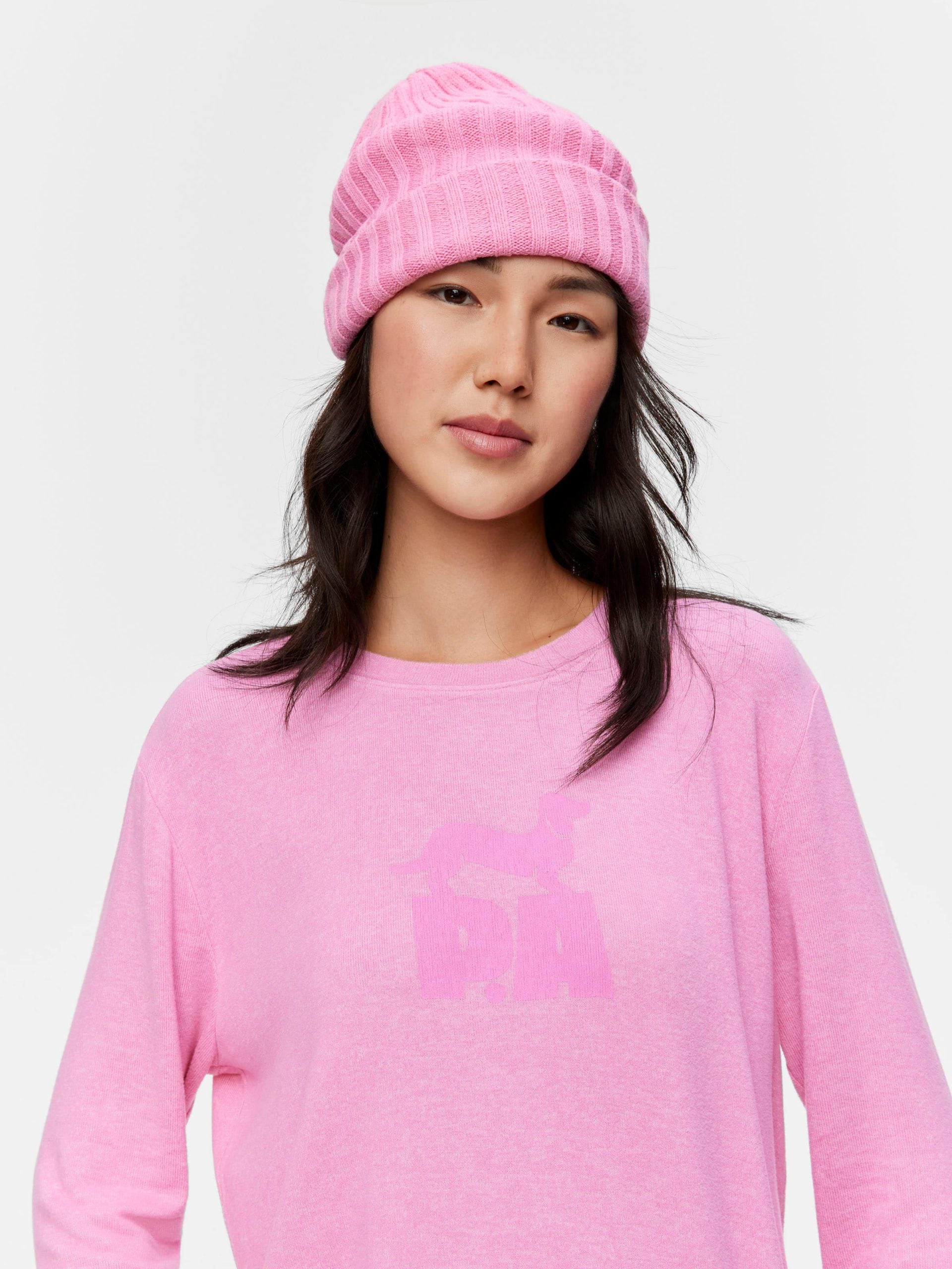 Fuzzy Logo Sweater pink