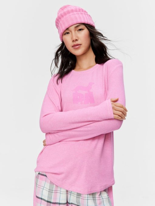 Fuzzy Logo Sweater pink