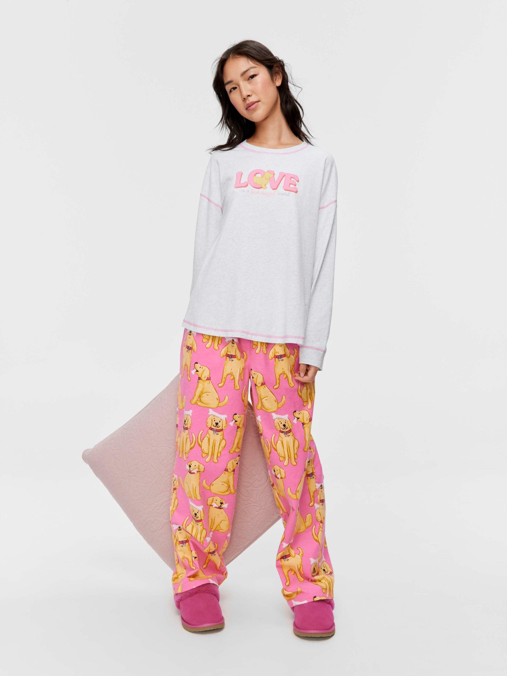 Love Is A 4 Legged Word Oversized Long Sleeve Top ltgrey