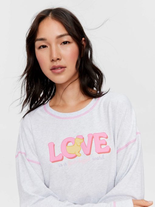 Love Is A 4 Legged Word Oversized Long Sleeve Top ltgrey