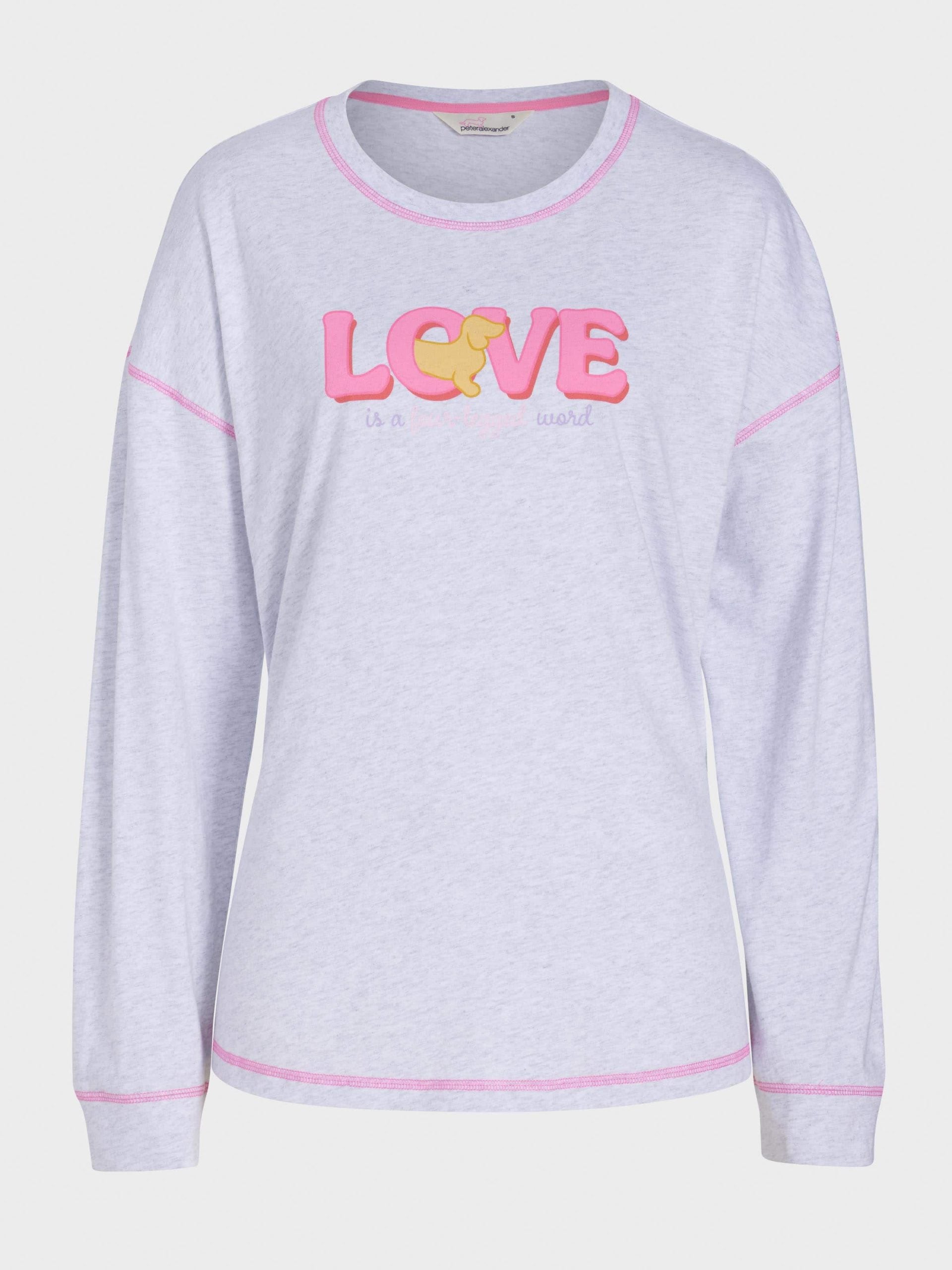 Love Is A 4 Legged Word Oversized Long Sleeve Top ltgrey