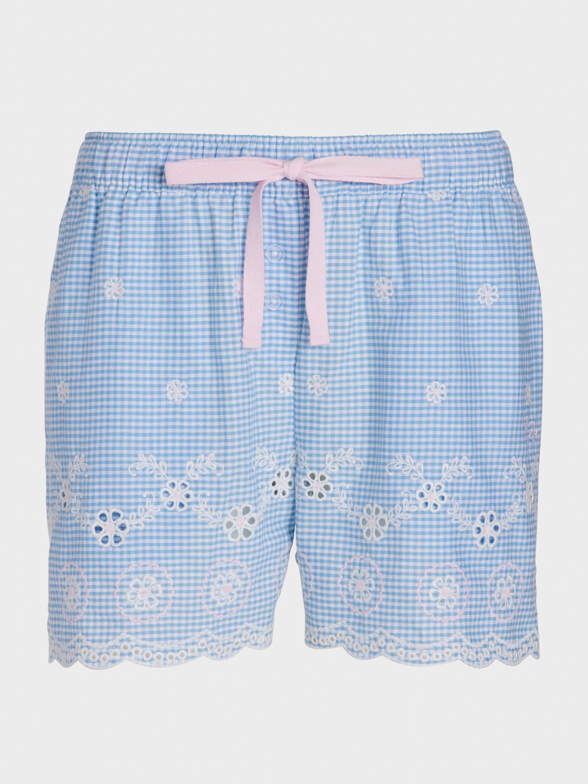 Gingham Broiderie Mid Short multi