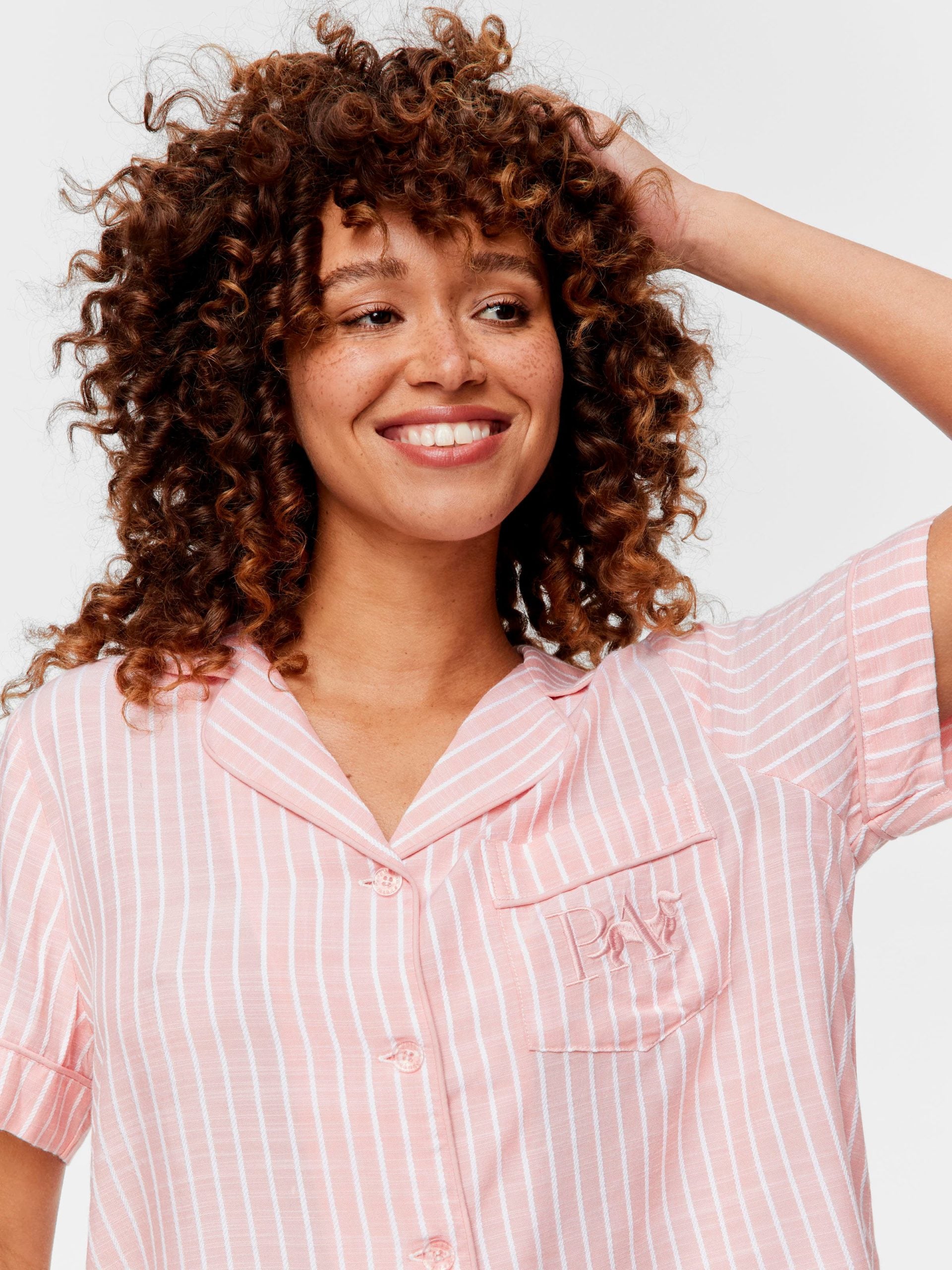 Pink Viscose Dobby Short Sleeve Shirt multi