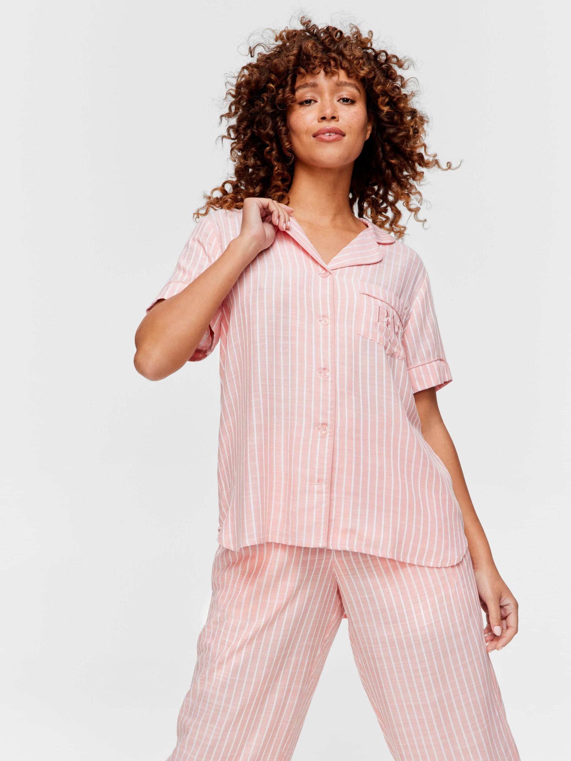 Pink Viscose Dobby Short Sleeve Shirt multi