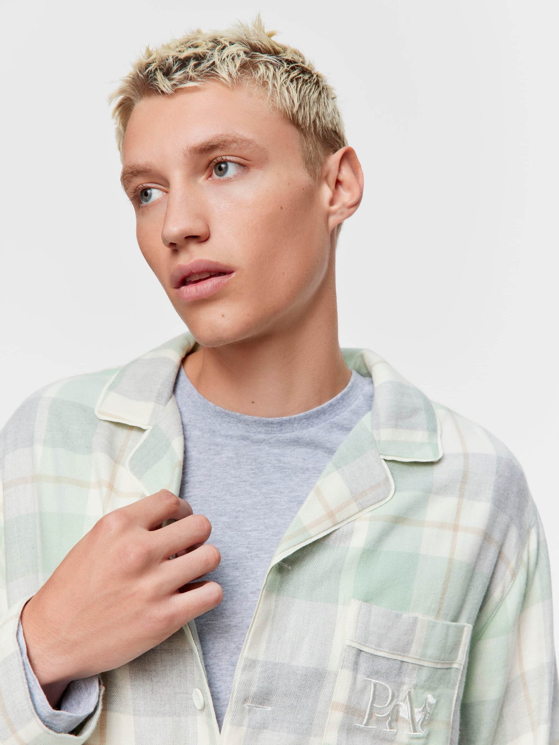 Mint Check Bamboo Flannelette Long Sleeve Pj Set multi