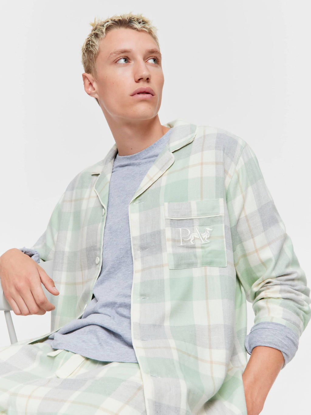 Mint Check Bamboo Flannelette Long Sleeve Pj Set multi