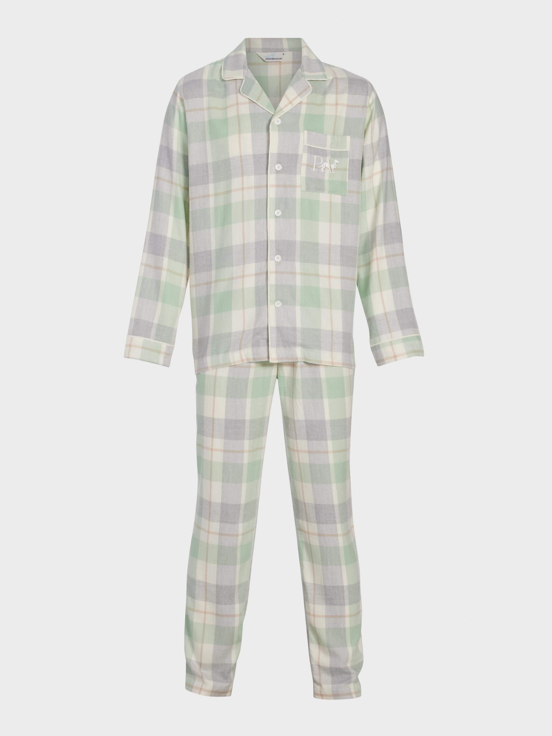 Mint Check Bamboo Flannelette Long Sleeve Pj Set multi
