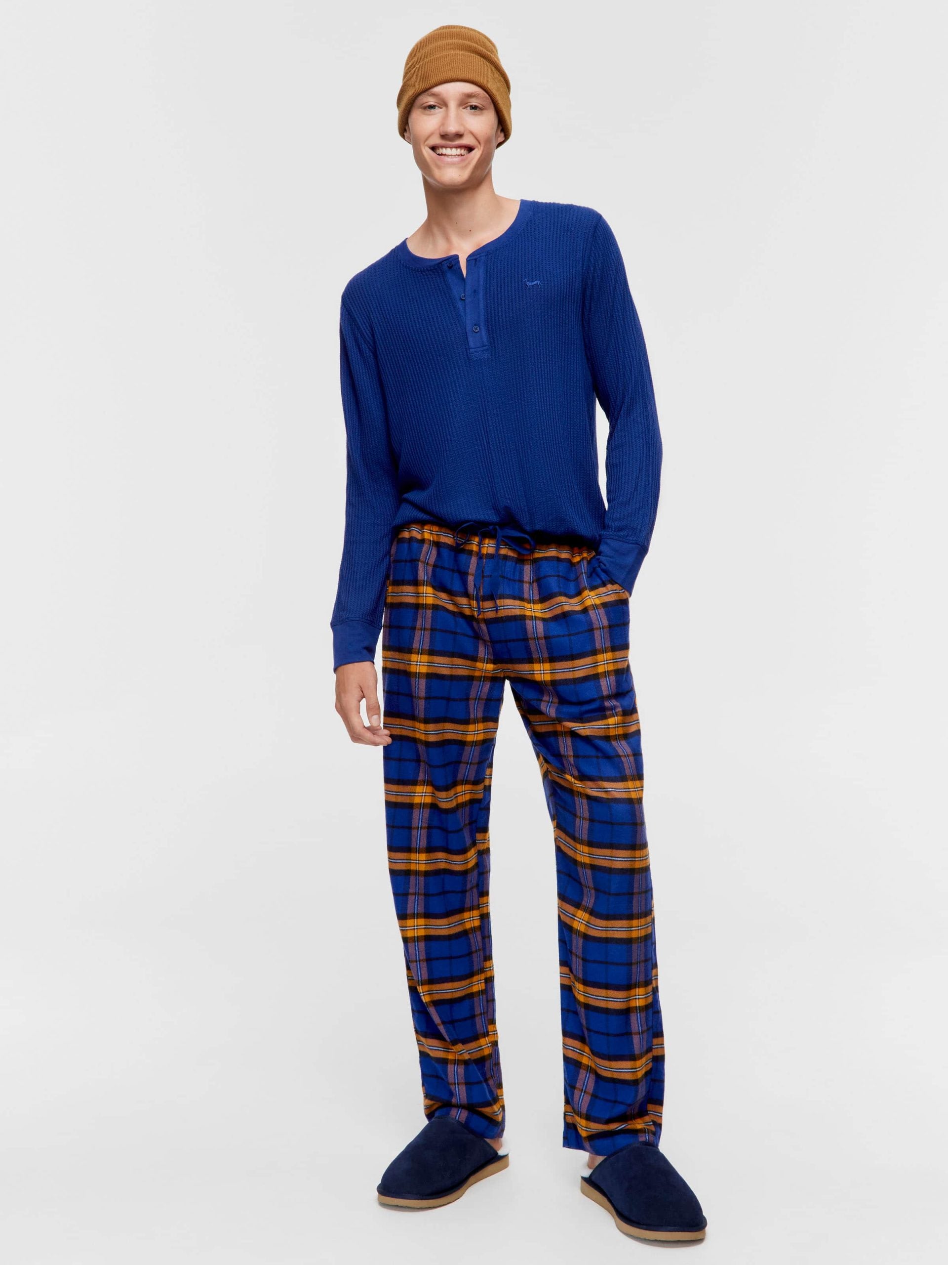 Navy Check Flannelette Pj Pant navy