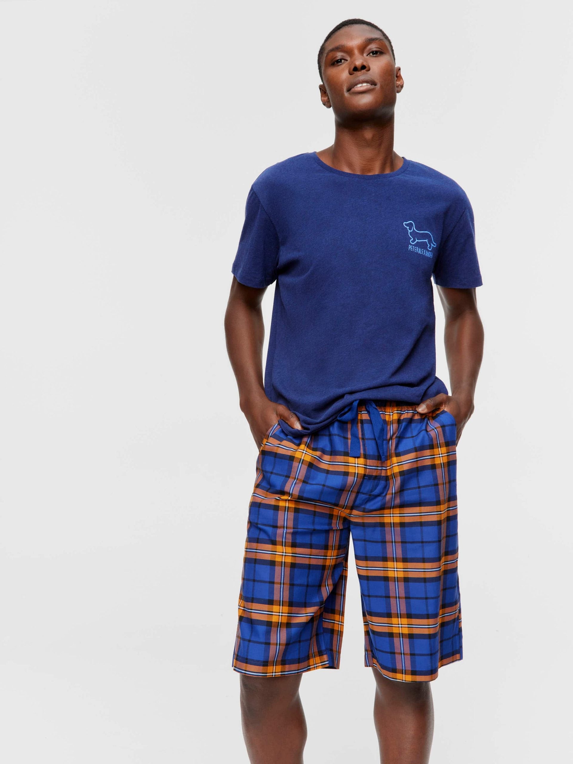 Navy Check Long Short navy