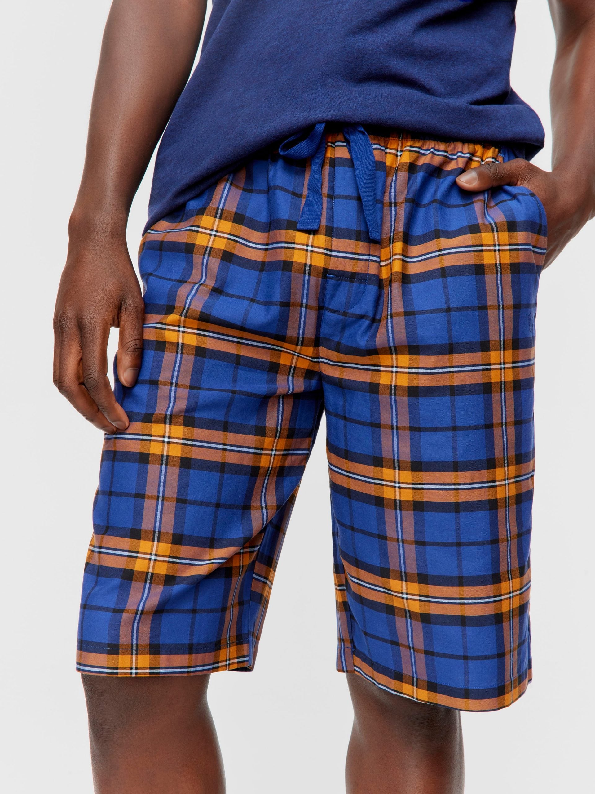 Navy Check Long Short navy