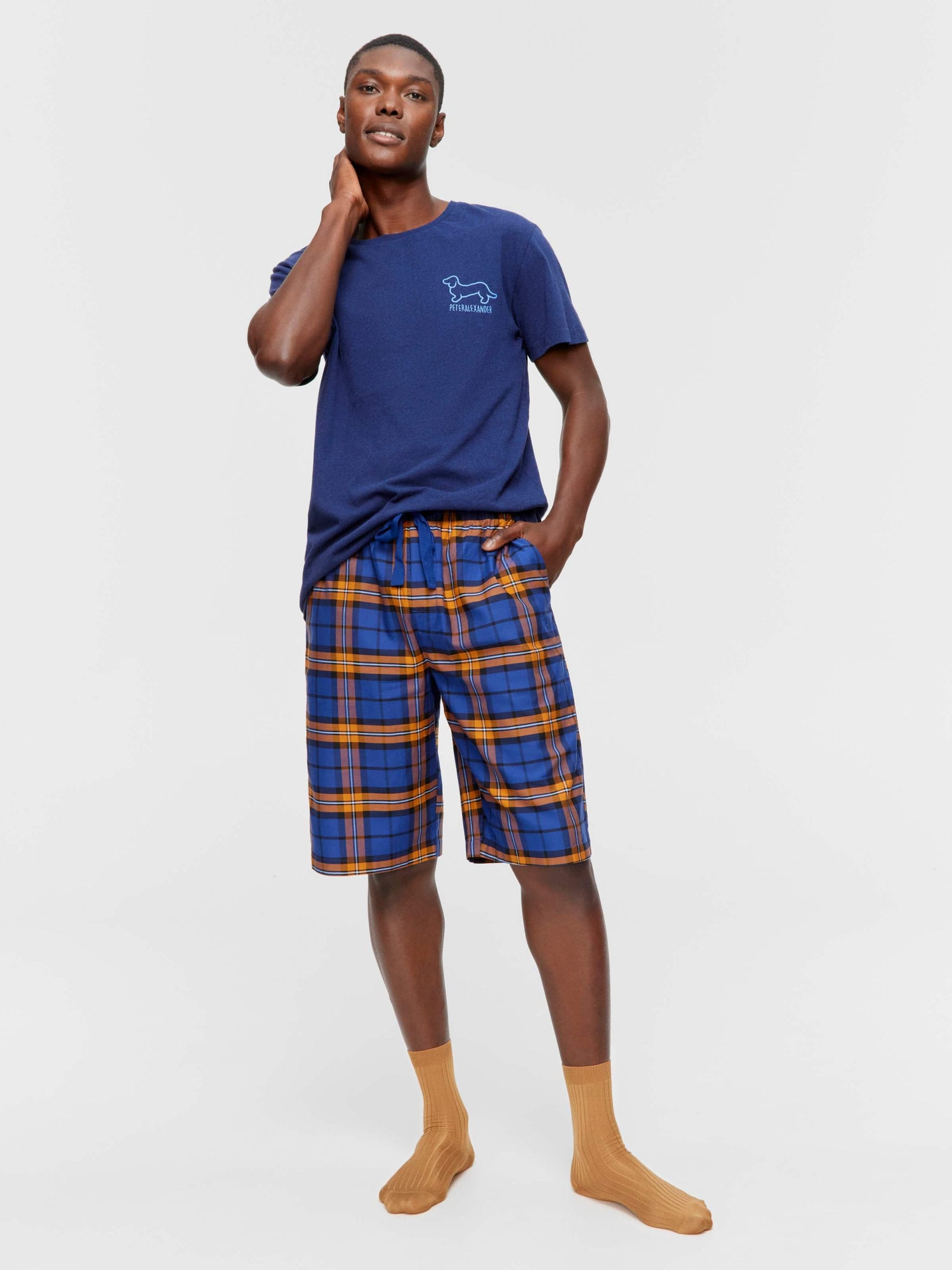 Navy Check Long Short navy