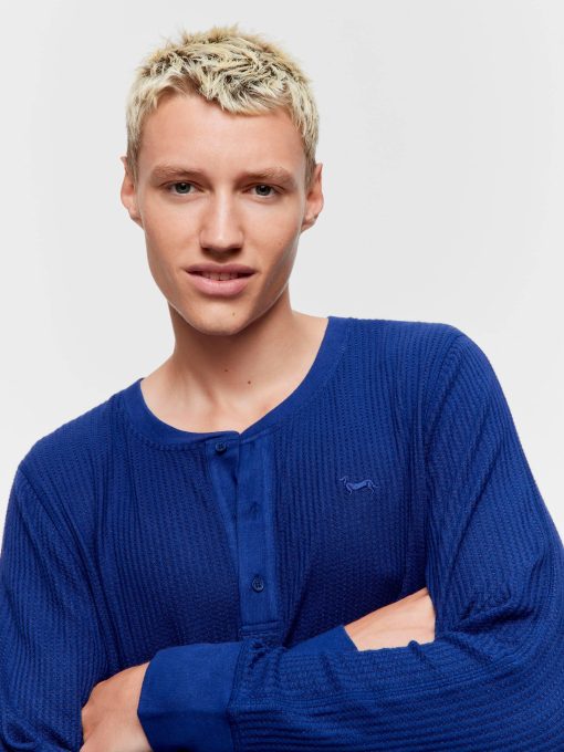 Navy Waffle Henley navy