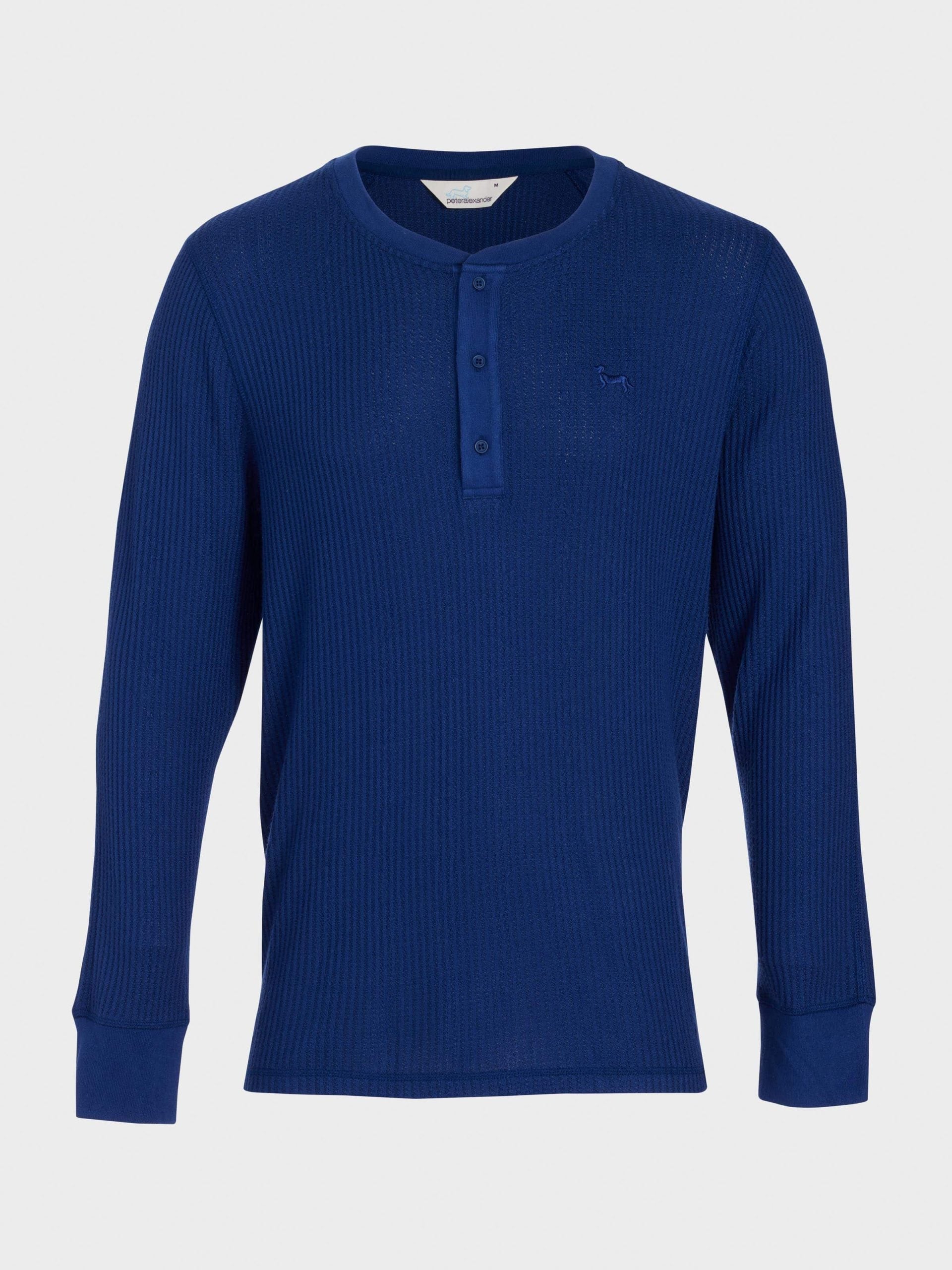 Navy Waffle Henley navy