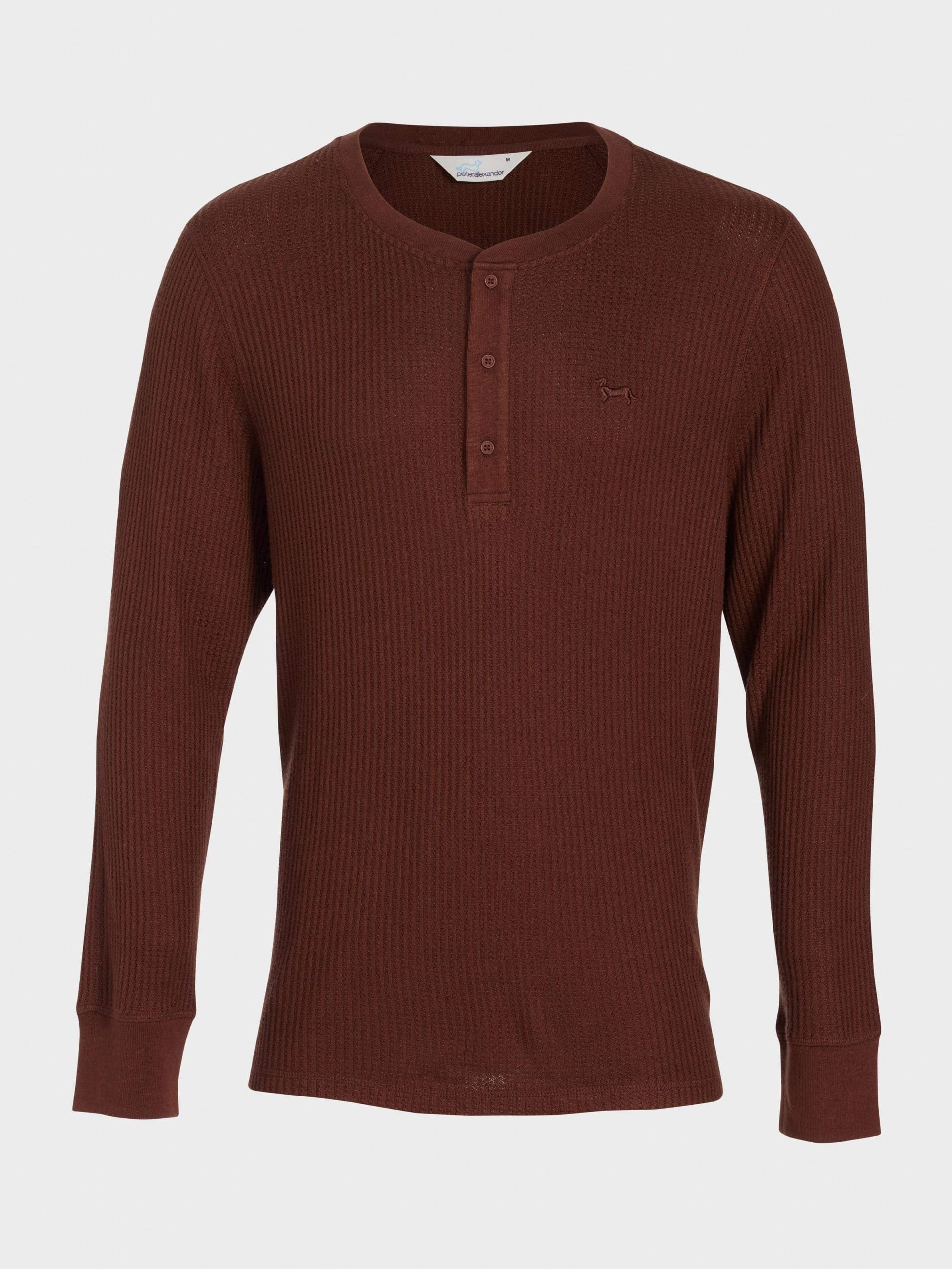 Chocolate Brown Waffle Henley brown