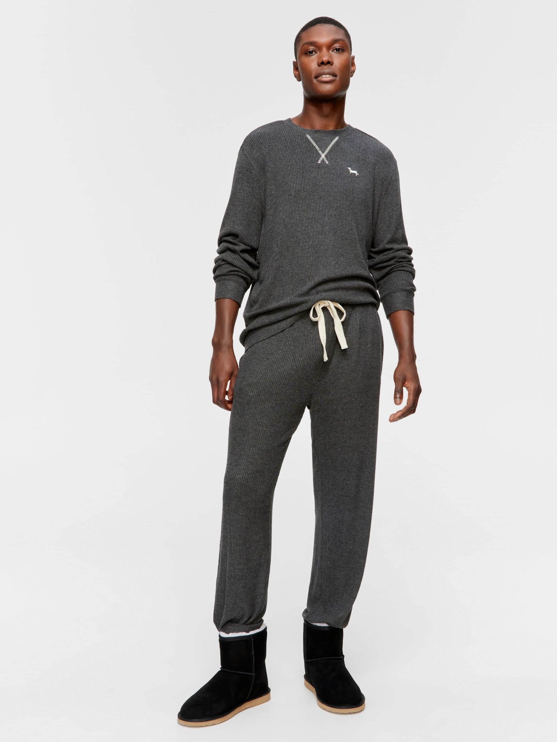 Charcoal Brushed Rib Pj Pant charcoal
