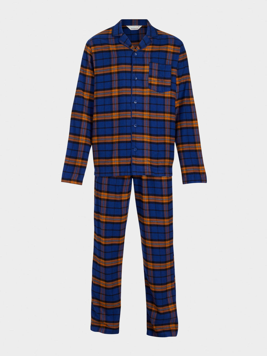 Navy Check Flannelette Long Sleeve Pj Set navy
