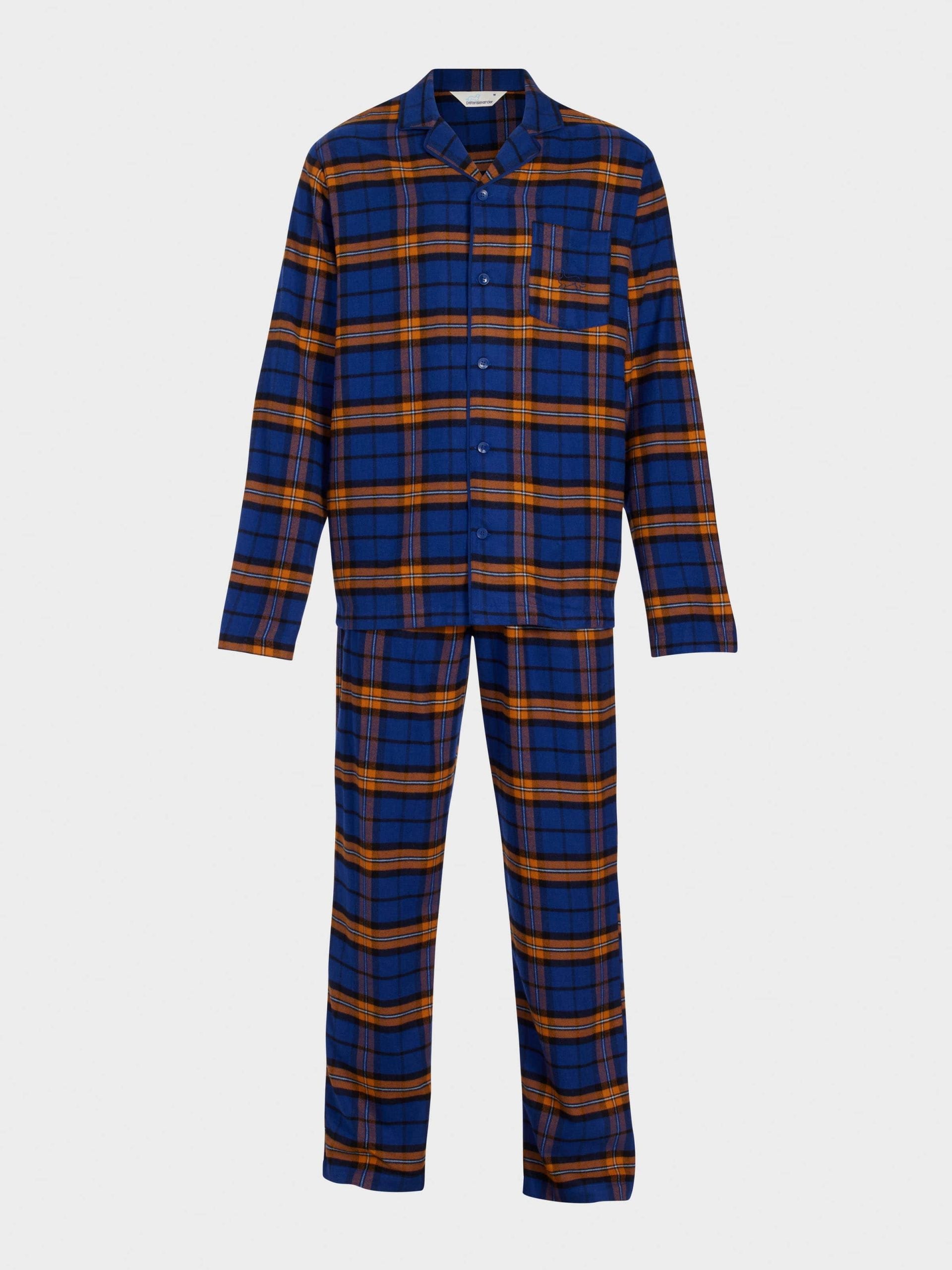 Navy Check Flannelette Long Sleeve Pj Set navy