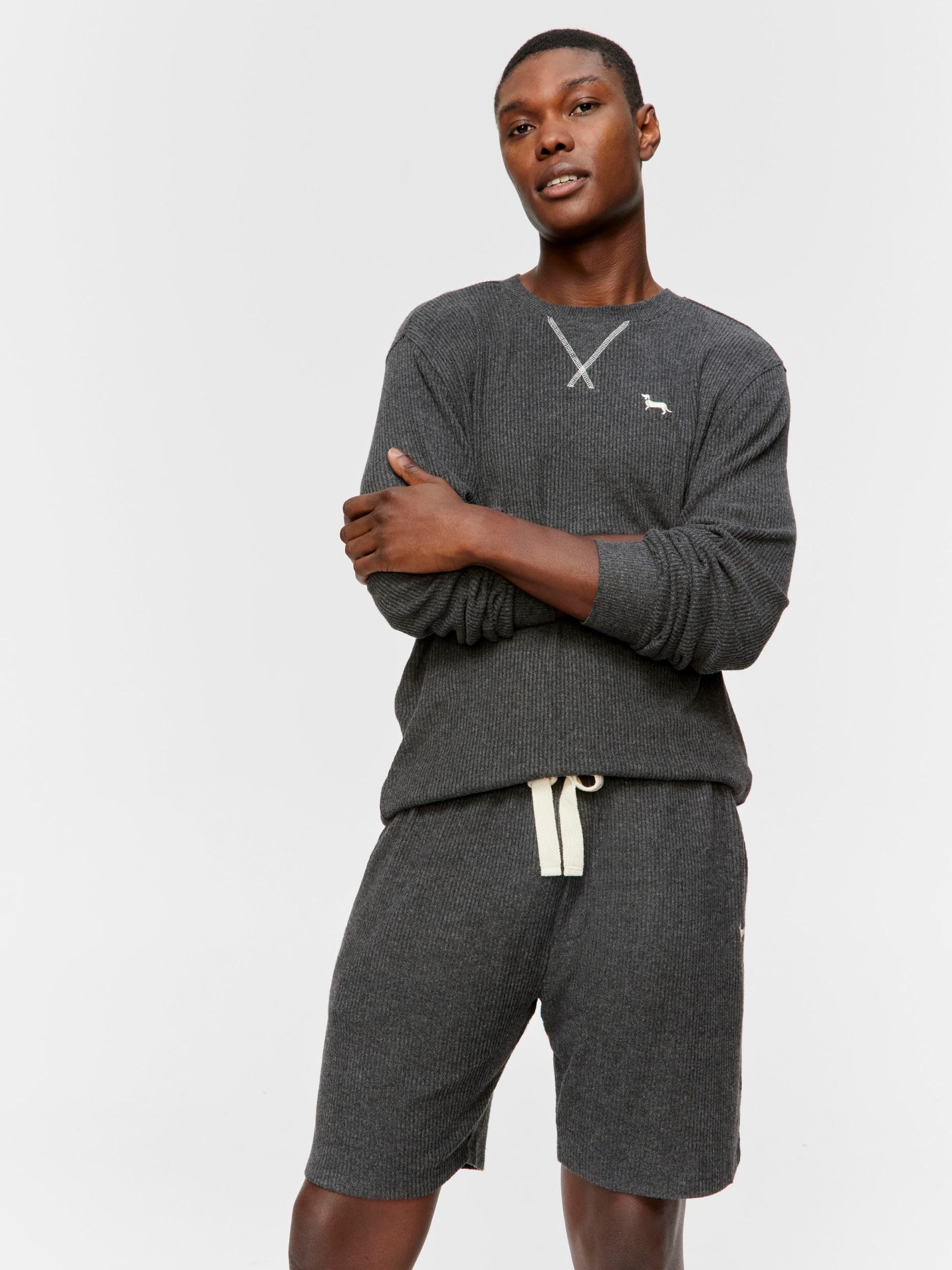Charcoal Brushed Rib Mid Short charcoal