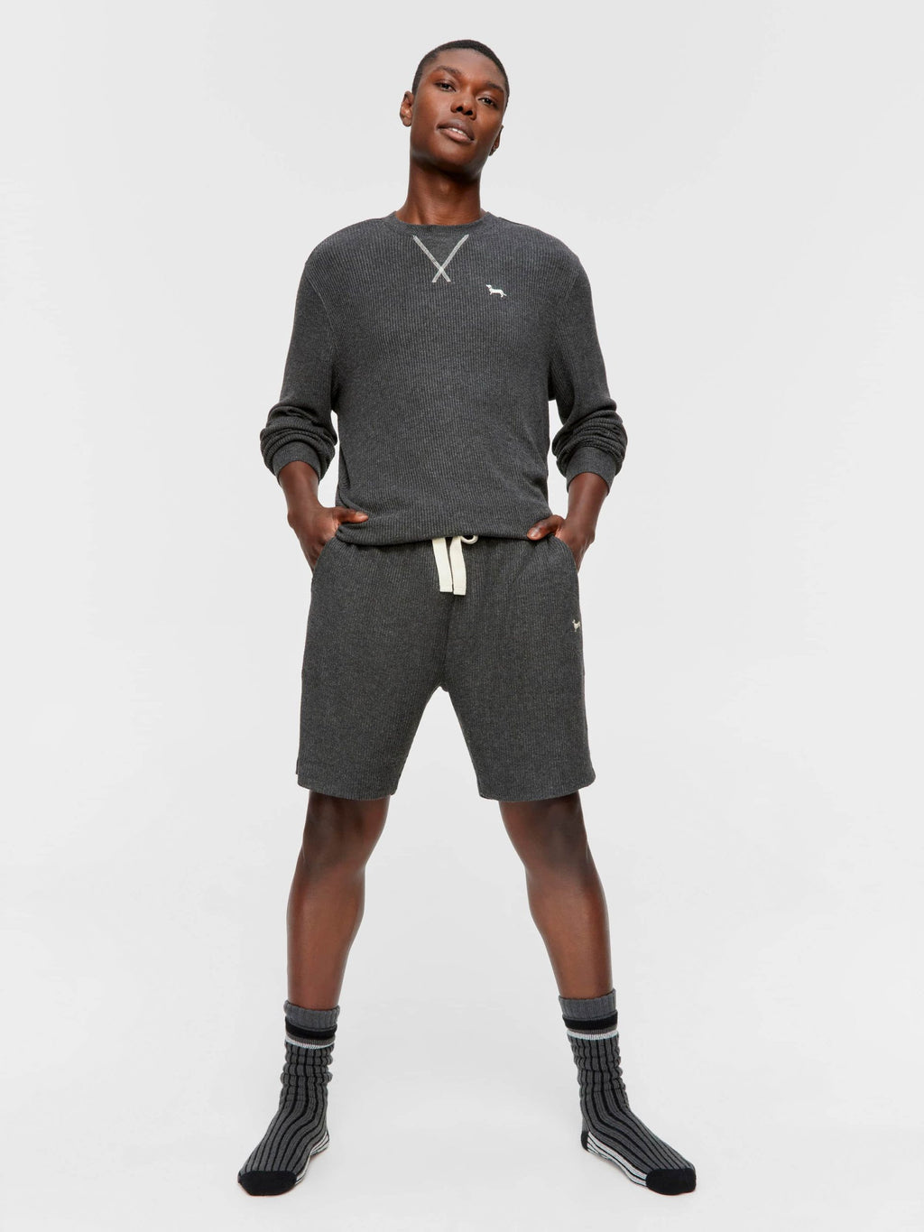 Charcoal Brushed Rib Mid Short charcoal