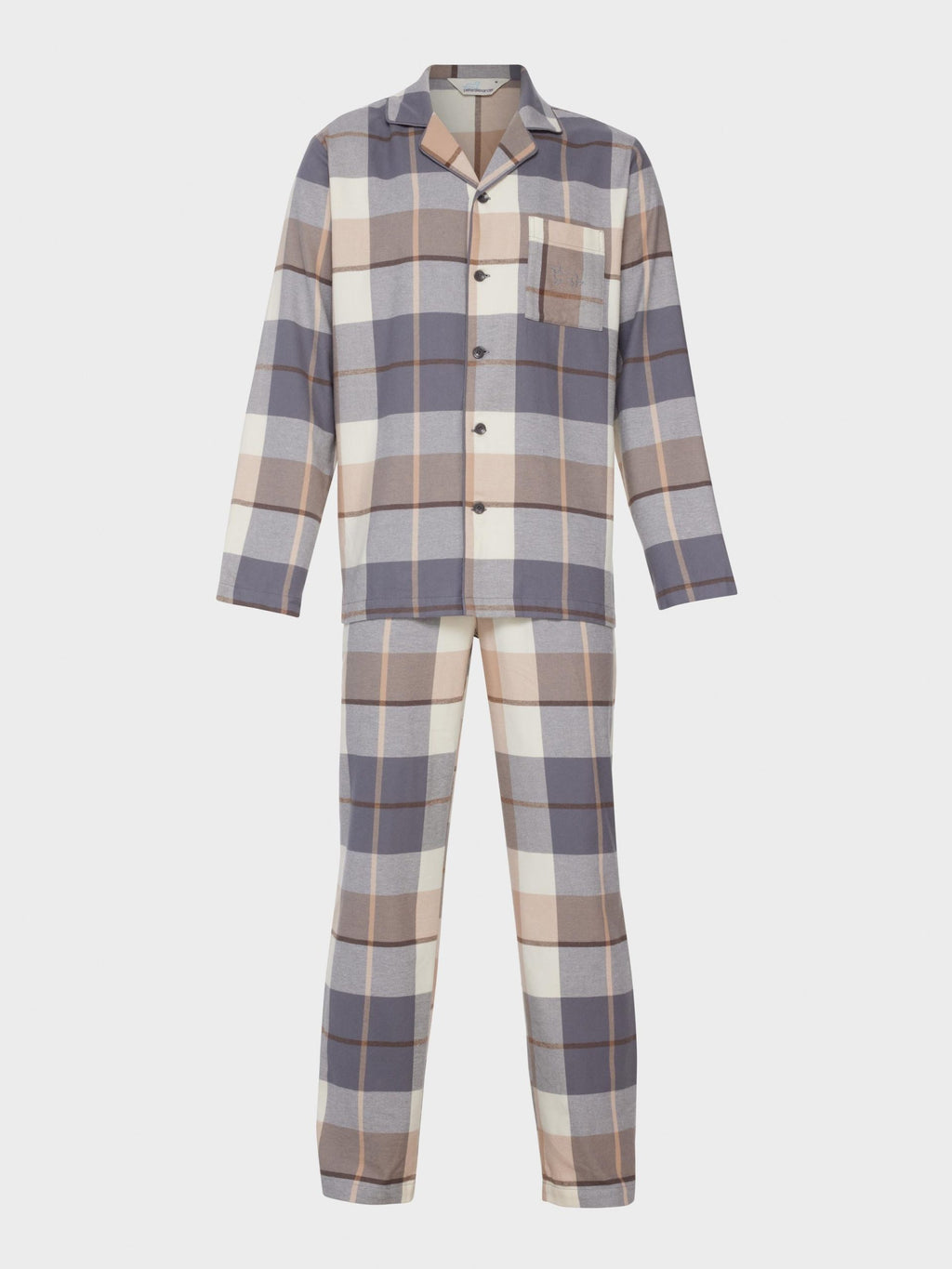 Grey Check Flannelette Long Sleeve Pj Set multi