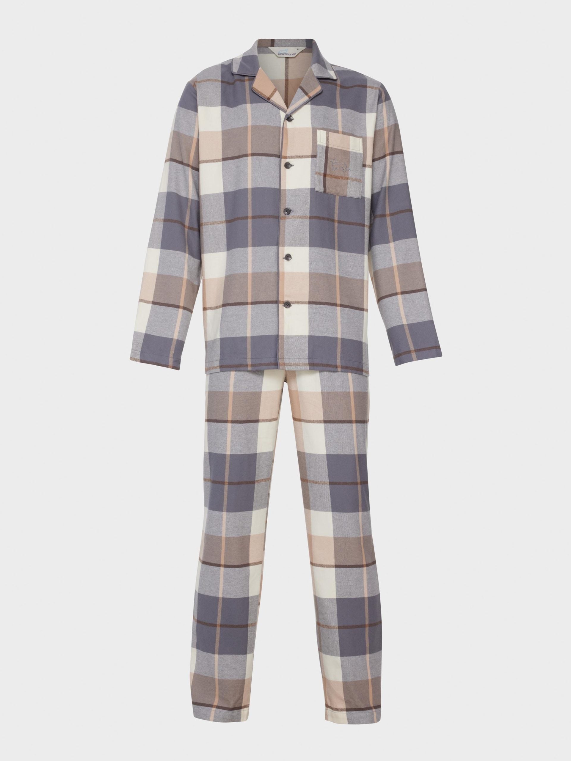 Grey Check Flannelette Long Sleeve Pj Set multi