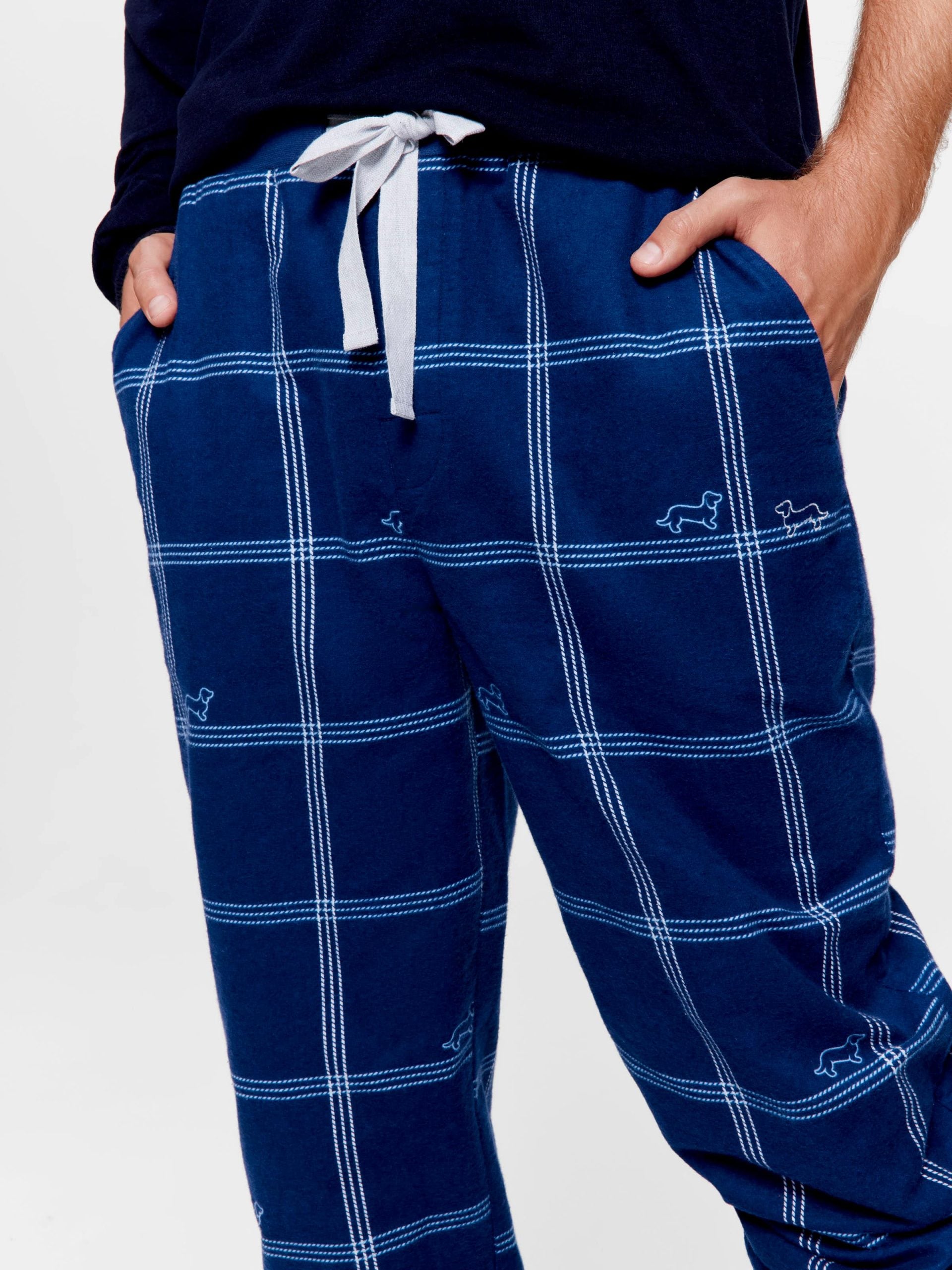 Navy Windowpane Flannelette Pj Pant multi